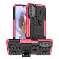 Custodia Silicone e Plastica Opaca Cover con Supporto A01 per Motorola Moto G31 Rosa Caldo