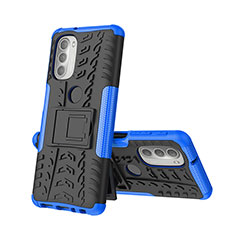 Custodia Silicone e Plastica Opaca Cover con Supporto A01 per Motorola Moto G51 5G Blu