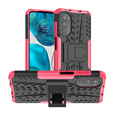 Custodia Silicone e Plastica Opaca Cover con Supporto A01 per Motorola Moto G71s 5G Rosa Caldo