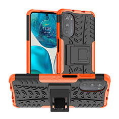 Custodia Silicone e Plastica Opaca Cover con Supporto A01 per Motorola Moto G82 5G Arancione