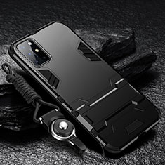 Custodia Silicone e Plastica Opaca Cover con Supporto A01 per OnePlus 8T 5G Nero