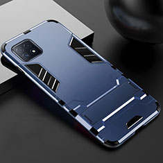 Custodia Silicone e Plastica Opaca Cover con Supporto A01 per Oppo A53 5G Blu