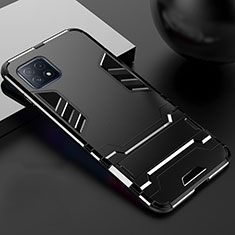 Custodia Silicone e Plastica Opaca Cover con Supporto A01 per Oppo A53 5G Nero