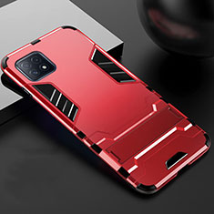 Custodia Silicone e Plastica Opaca Cover con Supporto A01 per Oppo A53 5G Rosso