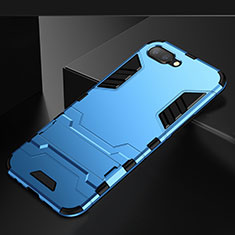 Custodia Silicone e Plastica Opaca Cover con Supporto A01 per Oppo K1 Blu