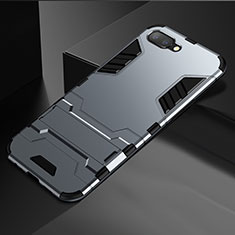 Custodia Silicone e Plastica Opaca Cover con Supporto A01 per Oppo K1 Grigio