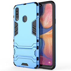 Custodia Silicone e Plastica Opaca Cover con Supporto A01 per Samsung Galaxy A20s Cielo Blu