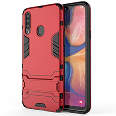 Custodia Silicone e Plastica Opaca Cover con Supporto A01 per Samsung Galaxy A20s Rosso