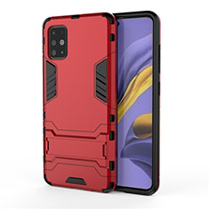 Custodia Silicone e Plastica Opaca Cover con Supporto A01 per Samsung Galaxy M40S Rosso
