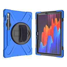 Custodia Silicone e Plastica Opaca Cover con Supporto A01 per Samsung Galaxy Tab S7 4G 11 SM-T875 Blu