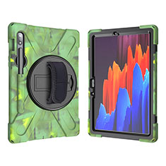 Custodia Silicone e Plastica Opaca Cover con Supporto A01 per Samsung Galaxy Tab S7 4G 11 SM-T875 Verde Militare