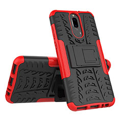 Custodia Silicone e Plastica Opaca Cover con Supporto A02 per Huawei G10 Rosso