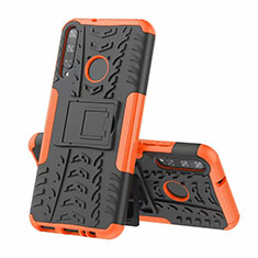 Custodia Silicone e Plastica Opaca Cover con Supporto A02 per Huawei P40 Lite E Arancione