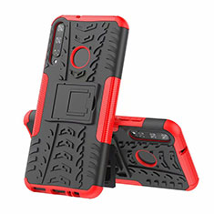 Custodia Silicone e Plastica Opaca Cover con Supporto A02 per Huawei P40 Lite E Rosso