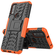 Custodia Silicone e Plastica Opaca Cover con Supporto A02 per Motorola Moto G Pure Arancione