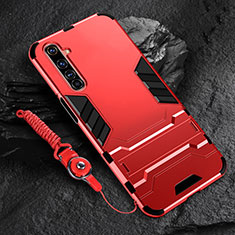 Custodia Silicone e Plastica Opaca Cover con Supporto A02 per Realme 6 Pro Rosso