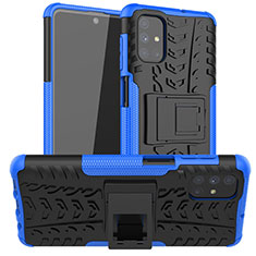 Custodia Silicone e Plastica Opaca Cover con Supporto A02 per Samsung Galaxy M51 Blu