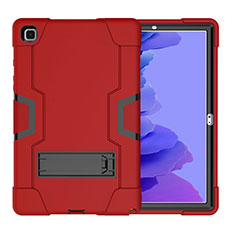 Custodia Silicone e Plastica Opaca Cover con Supporto A02 per Samsung Galaxy Tab A7 4G 10.4 SM-T505 Rosso
