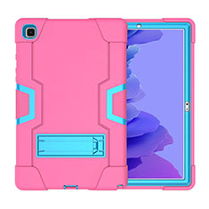 Custodia Silicone e Plastica Opaca Cover con Supporto A02 per Samsung Galaxy Tab A7 Wi-Fi 10.4 SM-T500 Rosa Caldo