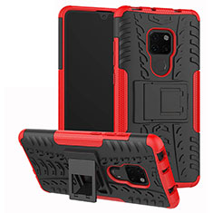 Custodia Silicone e Plastica Opaca Cover con Supporto A03 per Huawei Mate 20 Rosso