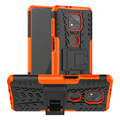 Custodia Silicone e Plastica Opaca Cover con Supporto A03 per Motorola Moto G Power (2021) Arancione