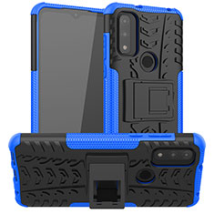 Custodia Silicone e Plastica Opaca Cover con Supporto A03 per Motorola Moto G Pure Blu