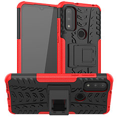 Custodia Silicone e Plastica Opaca Cover con Supporto A03 per Motorola Moto G Pure Rosso