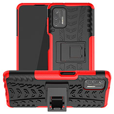 Custodia Silicone e Plastica Opaca Cover con Supporto A03 per Motorola Moto G Stylus (2021) Rosso