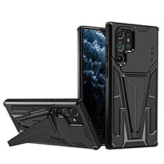 Custodia Silicone e Plastica Opaca Cover con Supporto A03 per Samsung Galaxy S22 Ultra 5G Nero