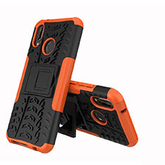 Custodia Silicone e Plastica Opaca Cover con Supporto A04 per Huawei P20 Lite Arancione