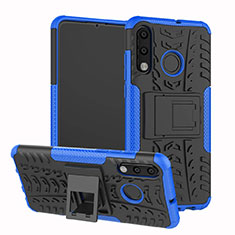 Custodia Silicone e Plastica Opaca Cover con Supporto A04 per Huawei P30 Lite New Edition Blu