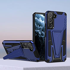 Custodia Silicone e Plastica Opaca Cover con Supporto A04 per Samsung Galaxy S21 5G Blu