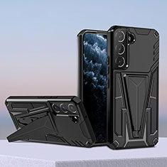 Custodia Silicone e Plastica Opaca Cover con Supporto A04 per Samsung Galaxy S21 Plus 5G Nero