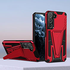 Custodia Silicone e Plastica Opaca Cover con Supporto A04 per Samsung Galaxy S21 Plus 5G Rosso