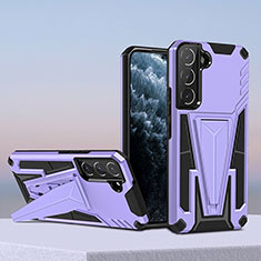 Custodia Silicone e Plastica Opaca Cover con Supporto A04 per Samsung Galaxy S21 Plus 5G Viola