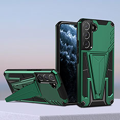 Custodia Silicone e Plastica Opaca Cover con Supporto A04 per Samsung Galaxy S22 5G Verde