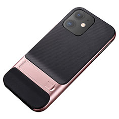 Custodia Silicone e Plastica Opaca Cover con Supporto A05 per Apple iPhone 11 Oro Rosa