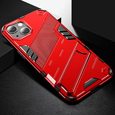 Custodia Silicone e Plastica Opaca Cover con Supporto A05 per Apple iPhone 13 Mini Rosso