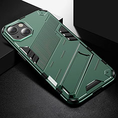 Custodia Silicone e Plastica Opaca Cover con Supporto A05 per Apple iPhone 13 Mini Verde