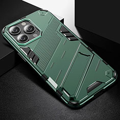 Custodia Silicone e Plastica Opaca Cover con Supporto A05 per Apple iPhone 14 Pro Max Verde