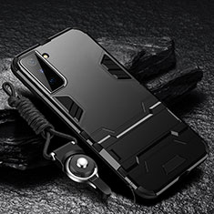 Custodia Silicone e Plastica Opaca Cover con Supporto A05 per Samsung Galaxy S21 5G Nero