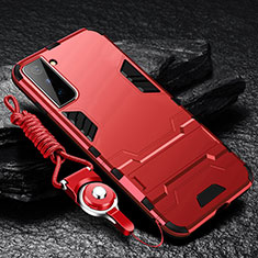 Custodia Silicone e Plastica Opaca Cover con Supporto A05 per Samsung Galaxy S23 Plus 5G Rosso