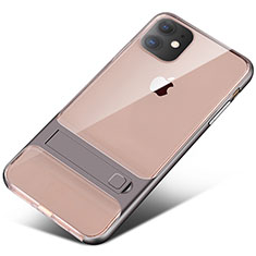 Custodia Silicone e Plastica Opaca Cover con Supporto A06 per Apple iPhone 11 Grigio