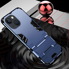 Custodia Silicone e Plastica Opaca Cover con Supporto A06 per Apple iPhone 13 Blu
