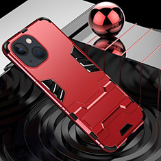 Custodia Silicone e Plastica Opaca Cover con Supporto A06 per Apple iPhone 14 Plus Rosso