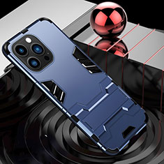 Custodia Silicone e Plastica Opaca Cover con Supporto A06 per Apple iPhone 14 Pro Max Blu