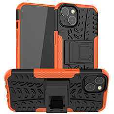 Custodia Silicone e Plastica Opaca Cover con Supporto A07 per Apple iPhone 13 Mini Arancione
