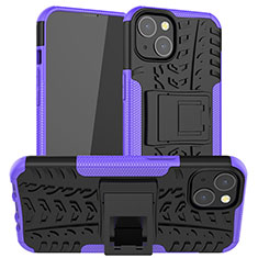 Custodia Silicone e Plastica Opaca Cover con Supporto A07 per Apple iPhone 13 Mini Viola
