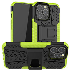 Custodia Silicone e Plastica Opaca Cover con Supporto A07 per Apple iPhone 13 Pro Max Verde