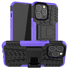 Custodia Silicone e Plastica Opaca Cover con Supporto A07 per Apple iPhone 13 Pro Max Viola